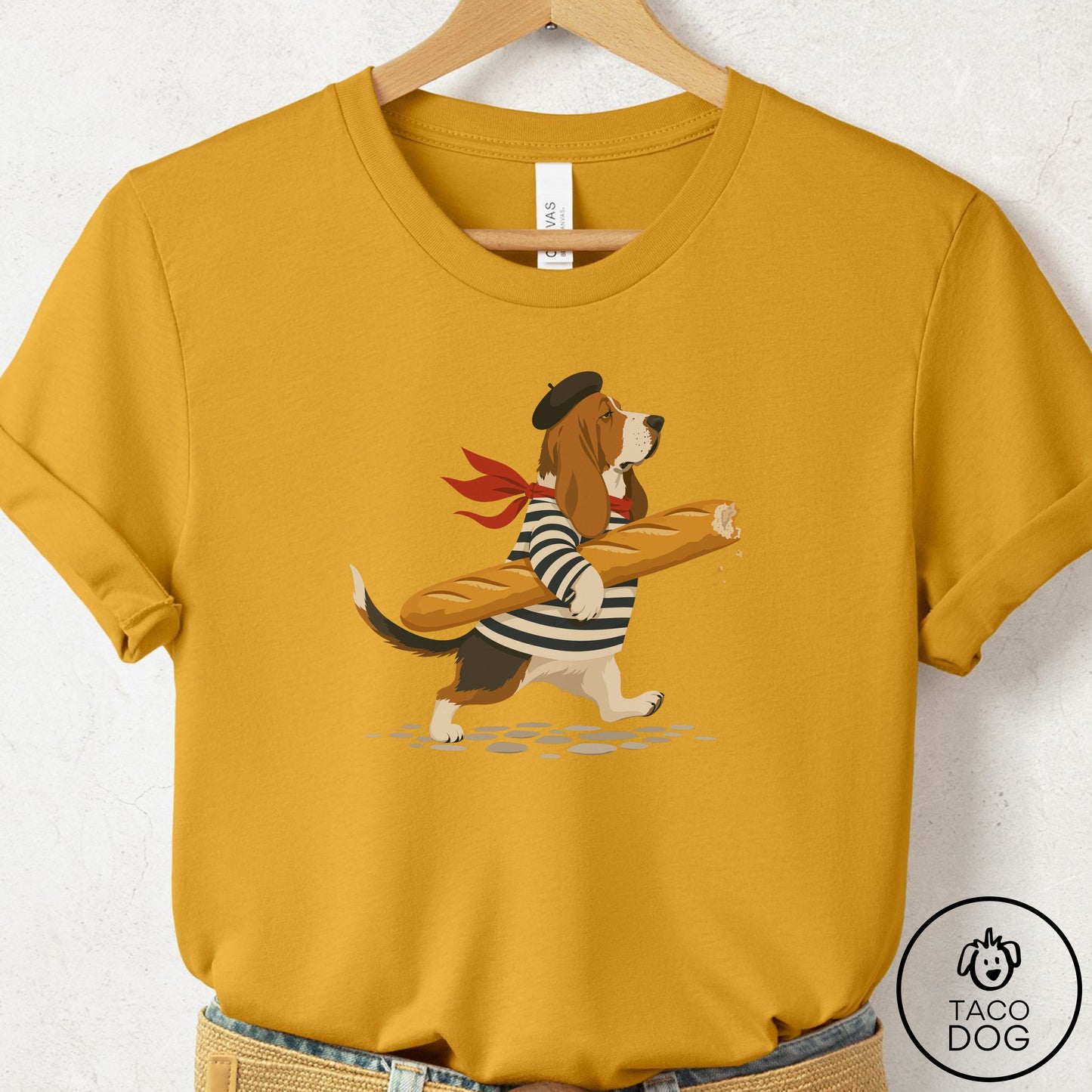 Basset Hound French T-Shirt Mustard Taco-Dog