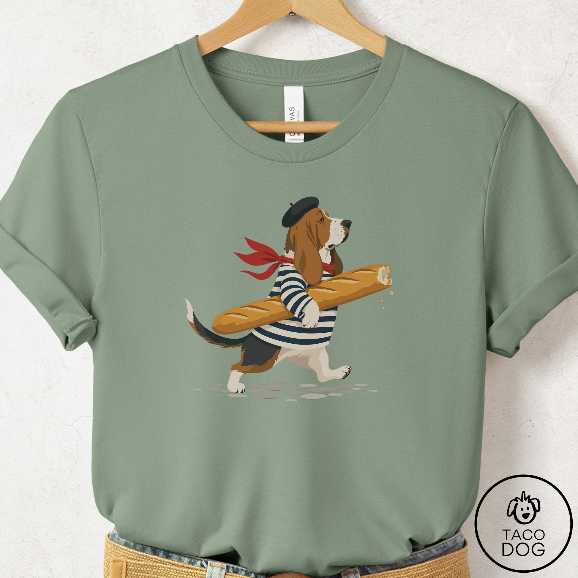 Basset Hound French T-Shirt Sage Taco-Dog