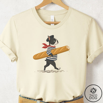 Boston Terrier French T-Shirt Natural Taco-Dog