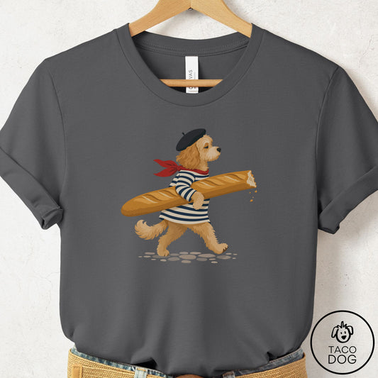 Cavapoo French T-Shirt Asphalt Taco-Dog