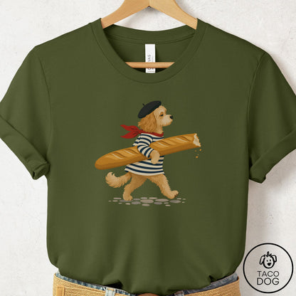Cavapoo French T-Shirt Olive Taco-Dog