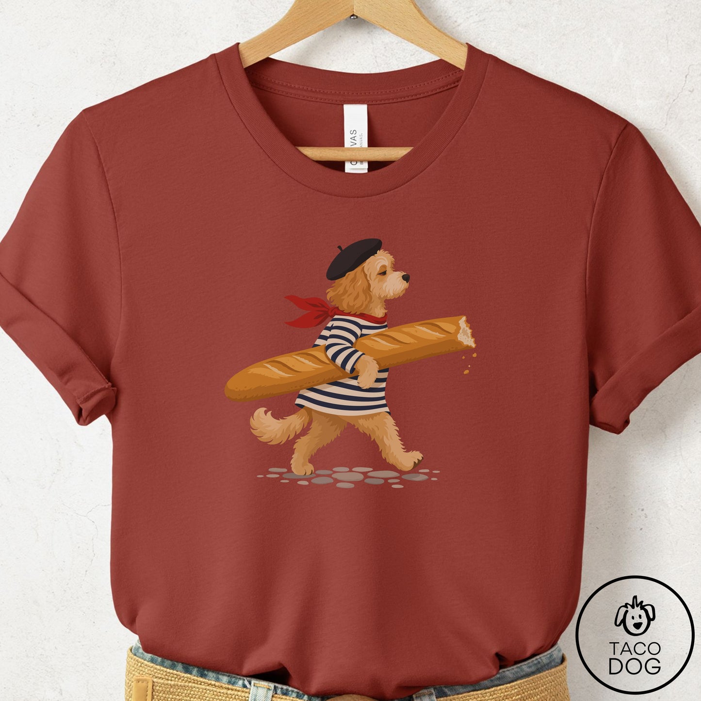Cavapoo French T-Shirt Rust Taco-Dog