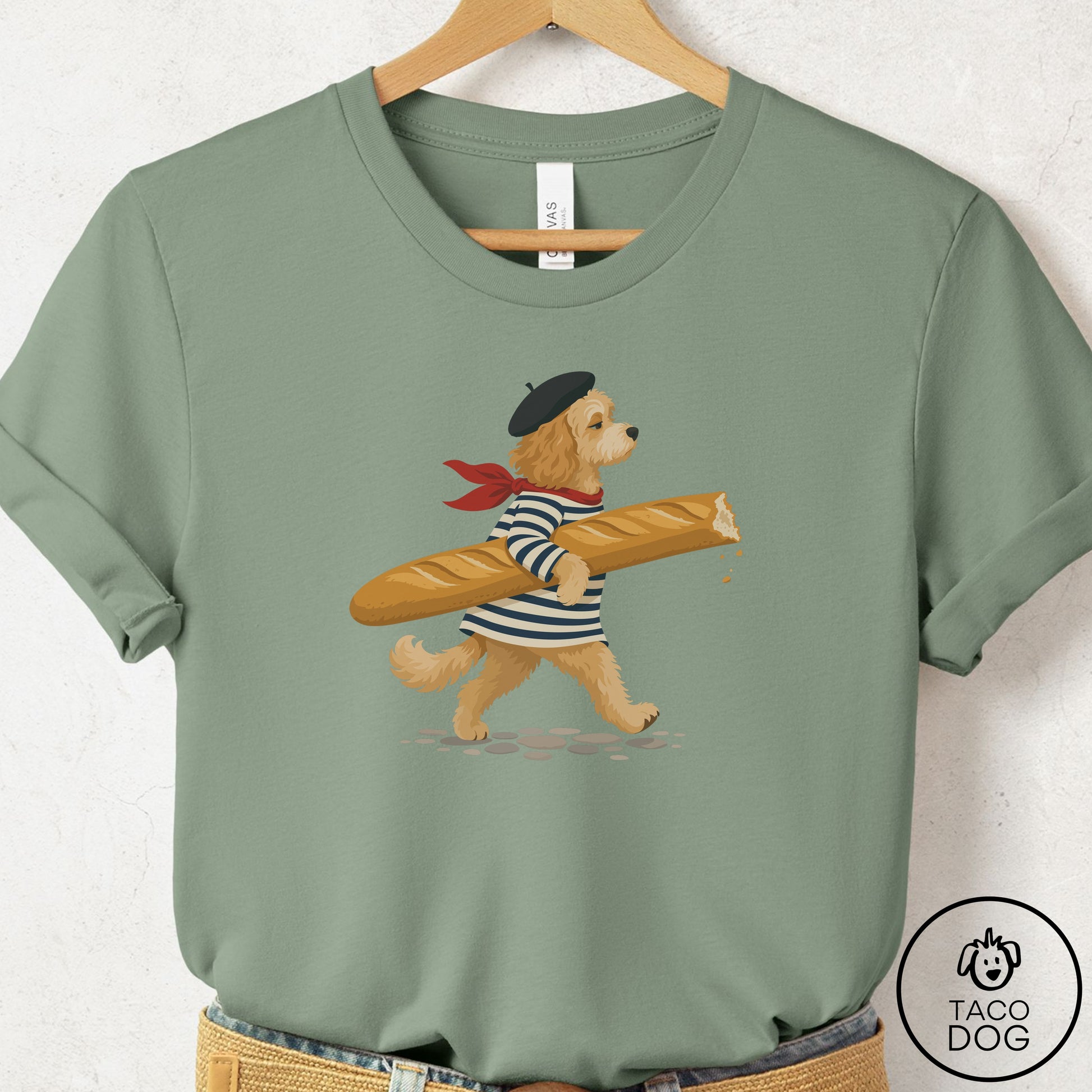 Cavapoo French T-Shirt Sage Taco-Dog