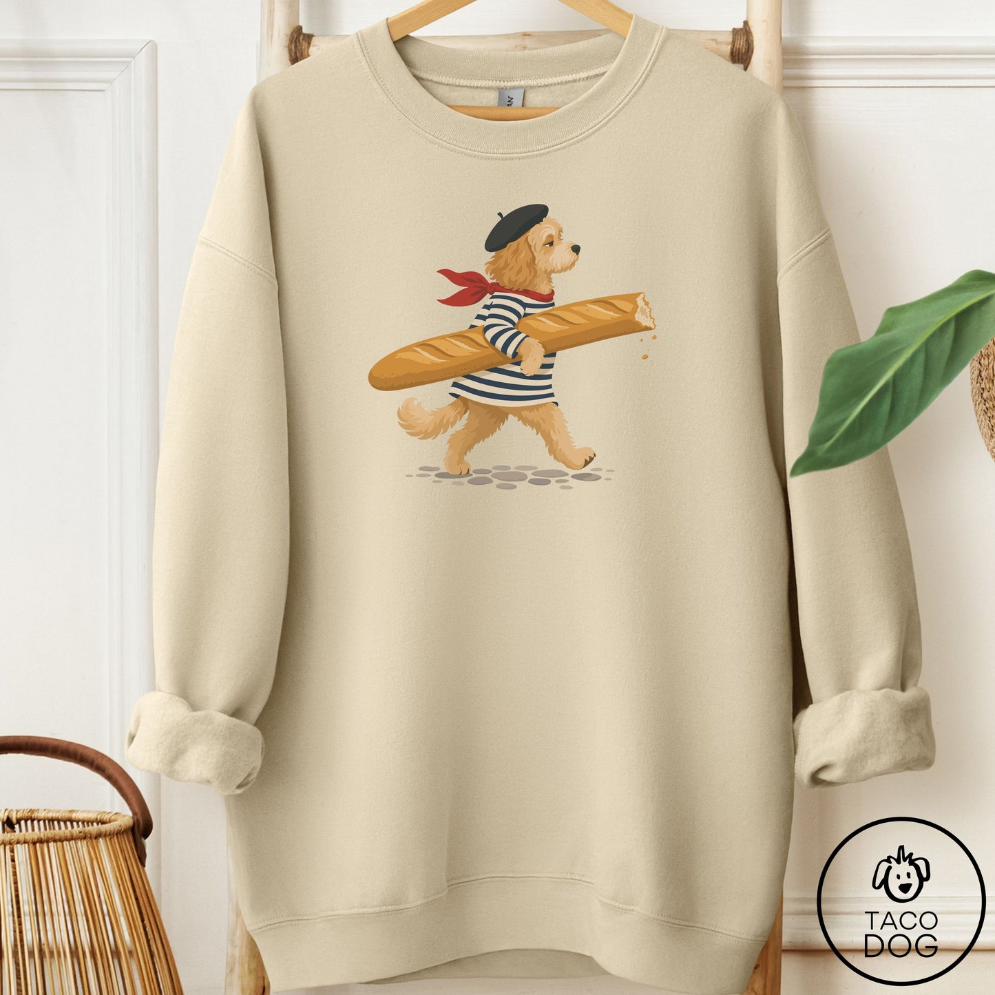 Cavapoo French Sweatshirt Sand Taco-Dog