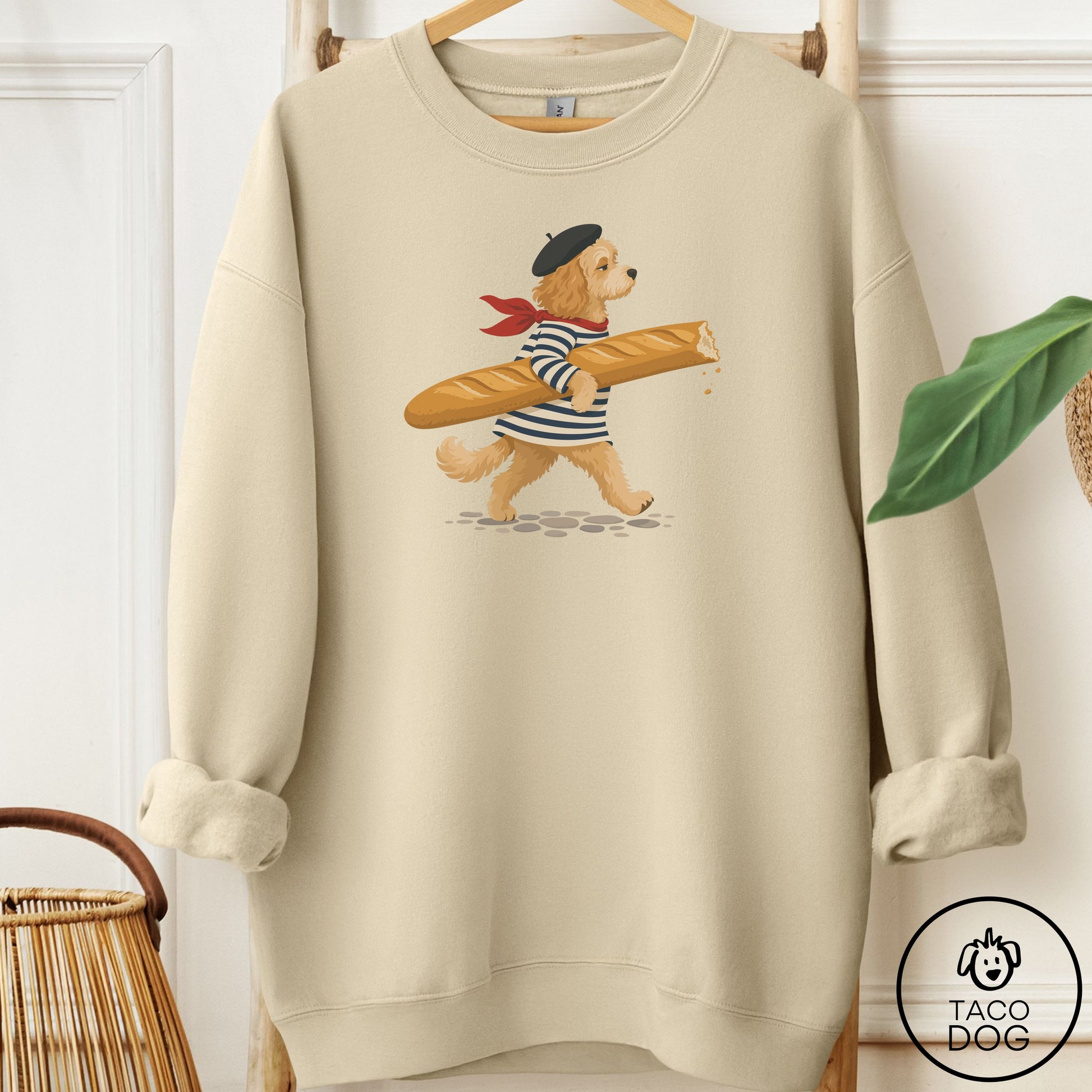 Cavapoo French Sweatshirt Sand Taco-Dog