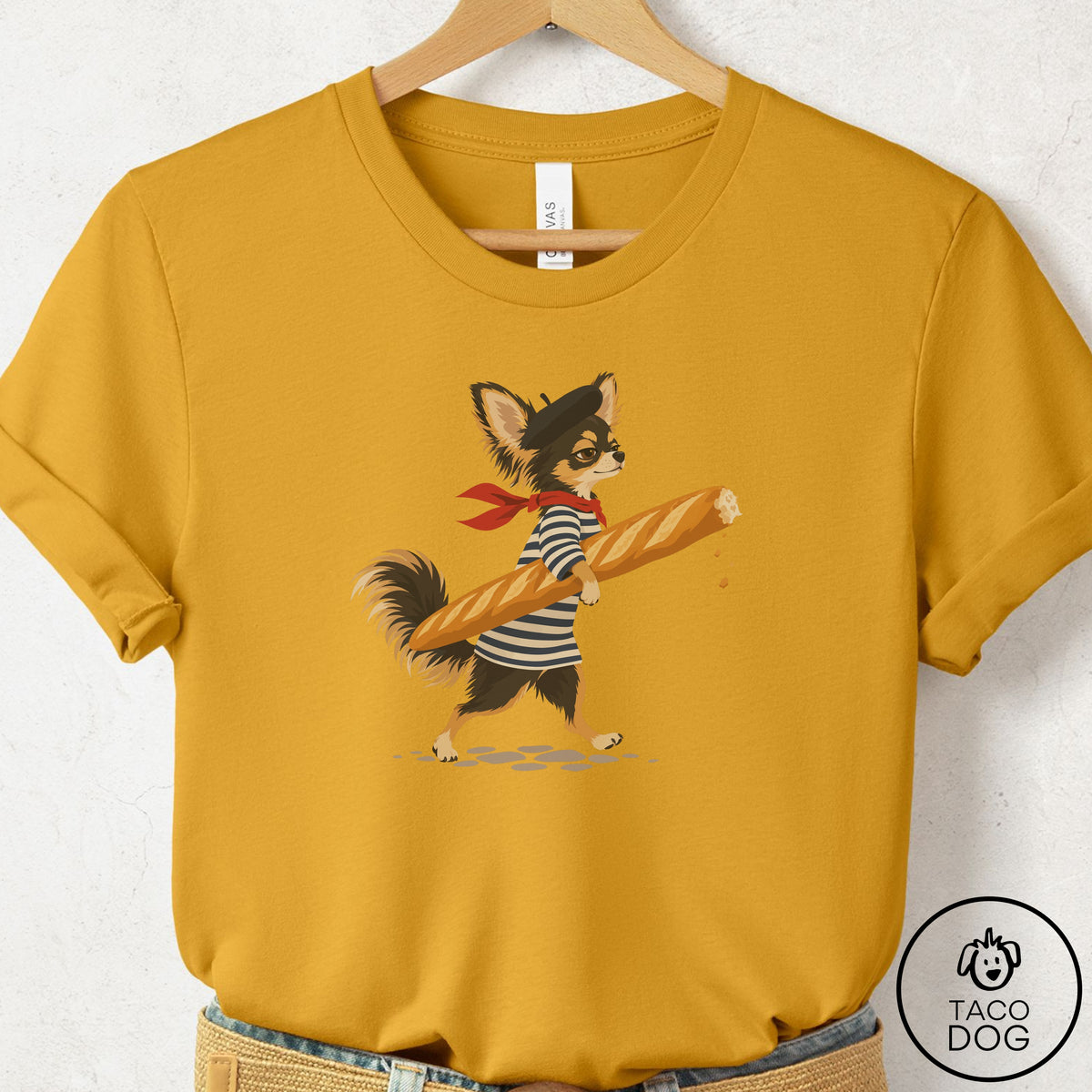 Chihuahua French T-Shirt Mustard Taco-Dog