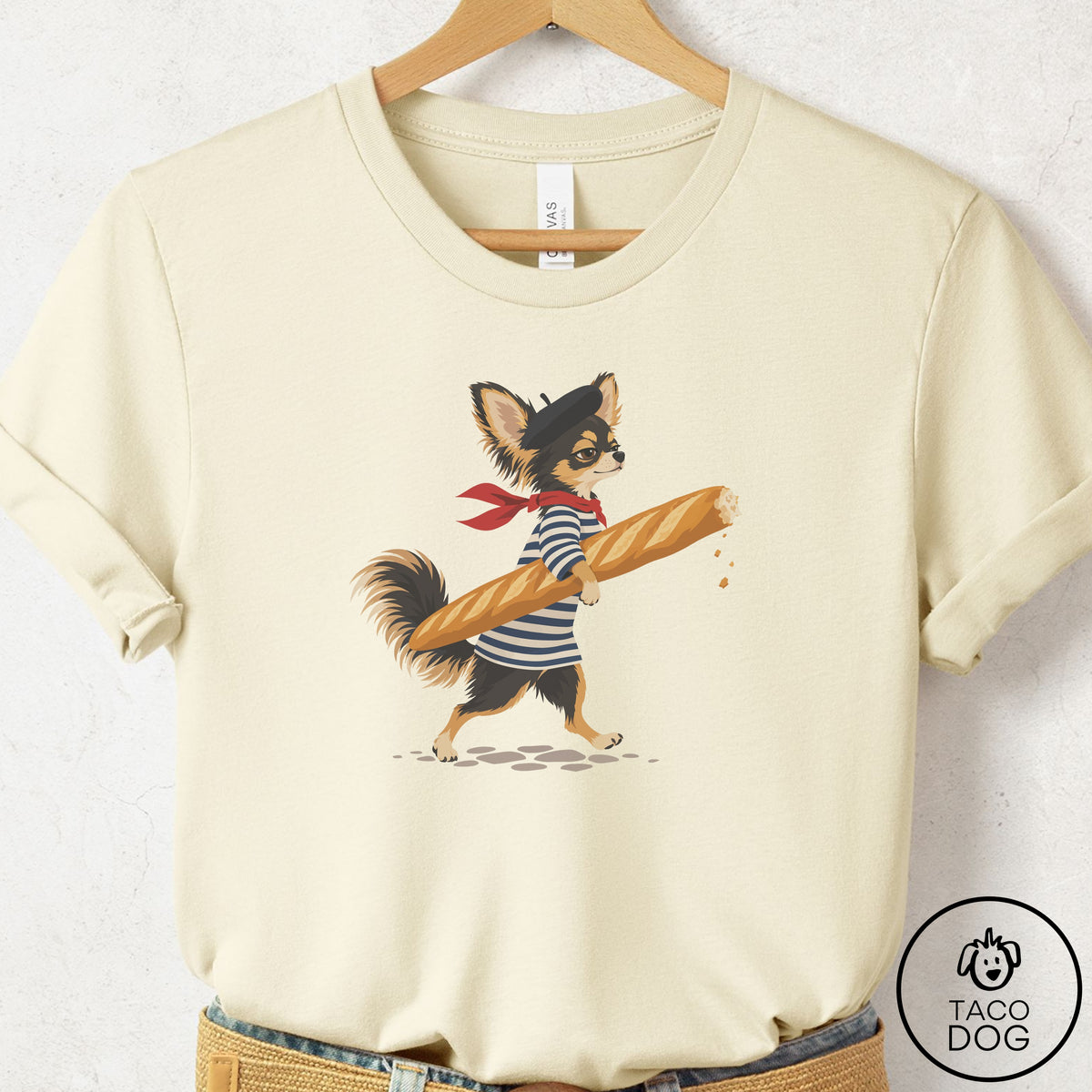 Chihuahua French T-Shirt Natural Taco-Dog