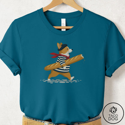 Corgi French T-Shirt Deep Teal Taco-Dog