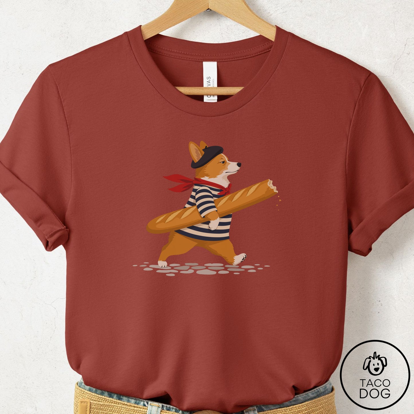 Corgi French T-Shirt Rust Taco-Dog