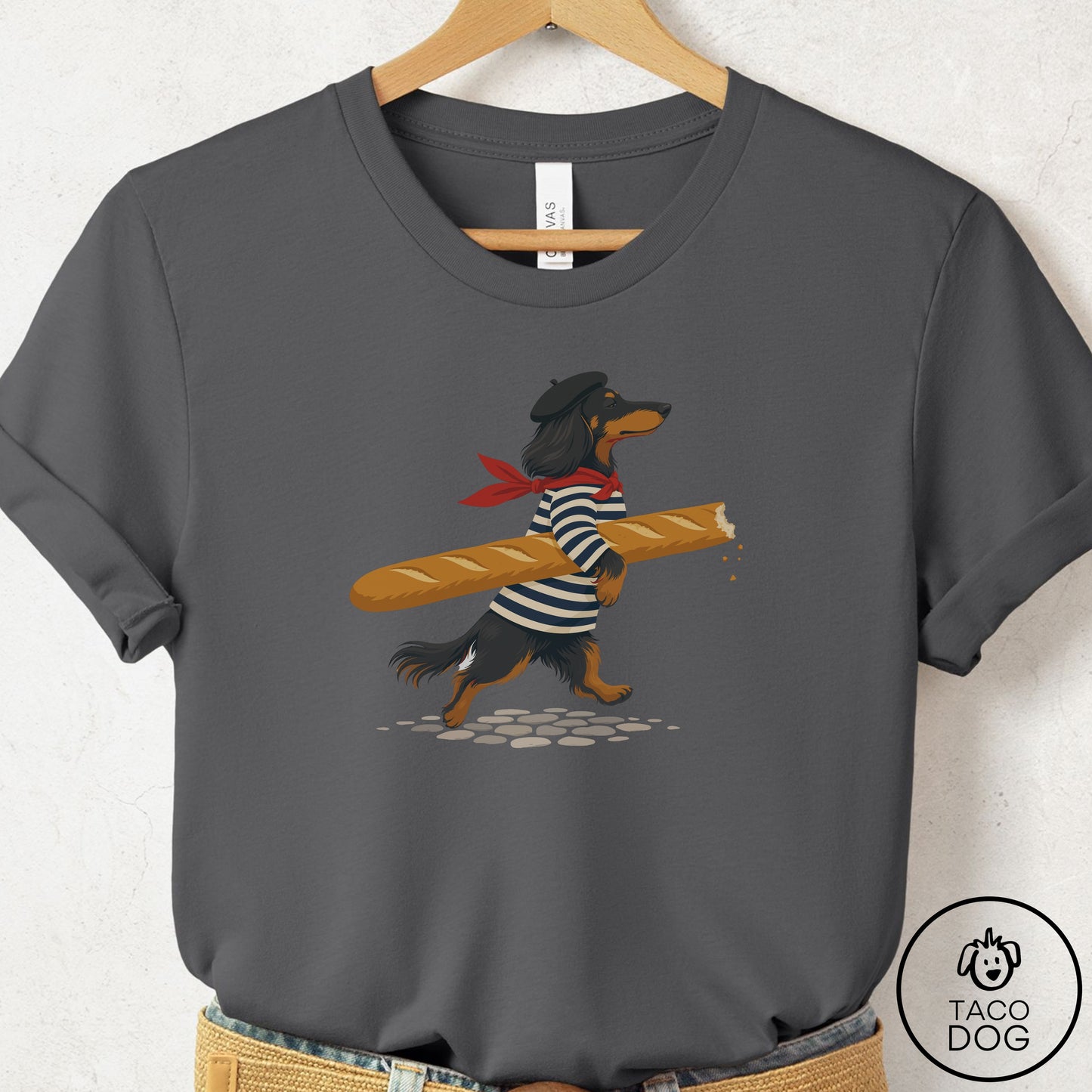 Dachshund French T-Shirt Asphalt Taco-Dog