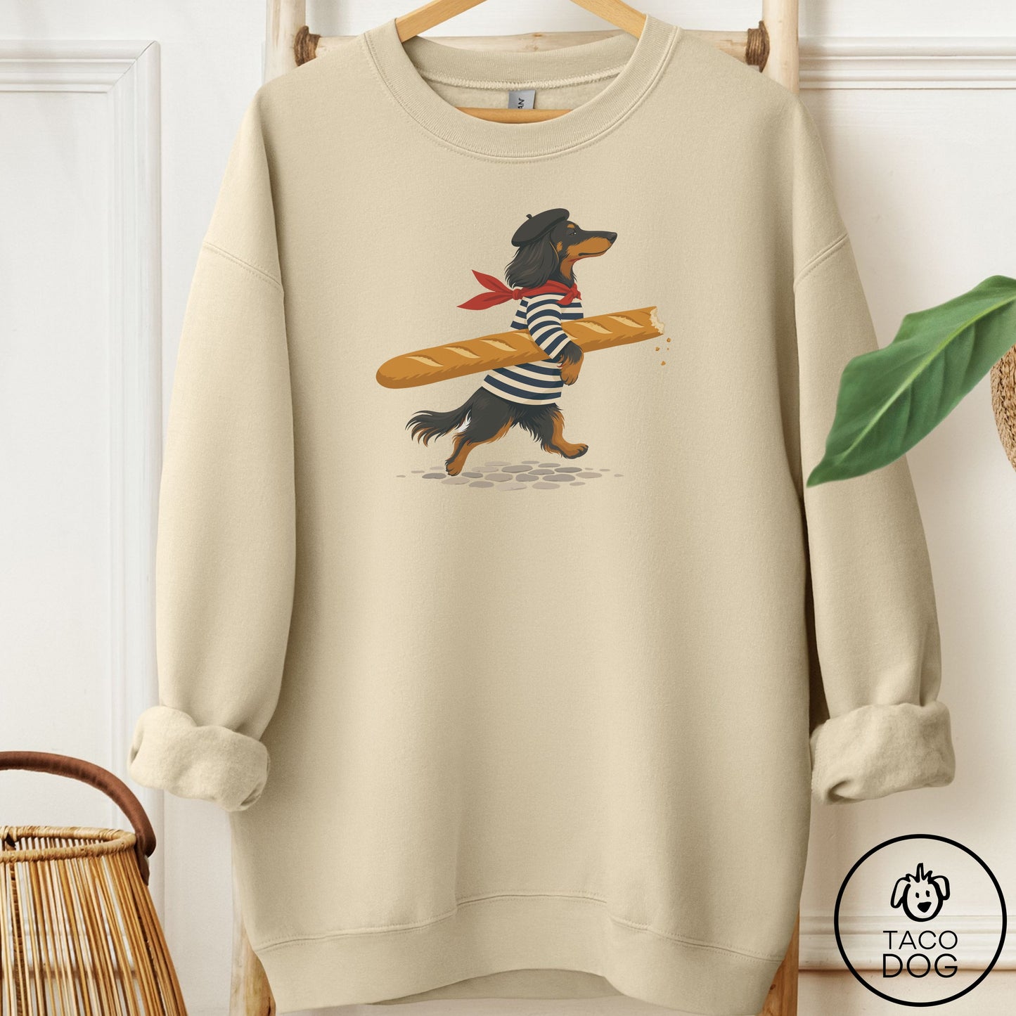 Dachshund French Sweatshirt Sand Taco-Dog