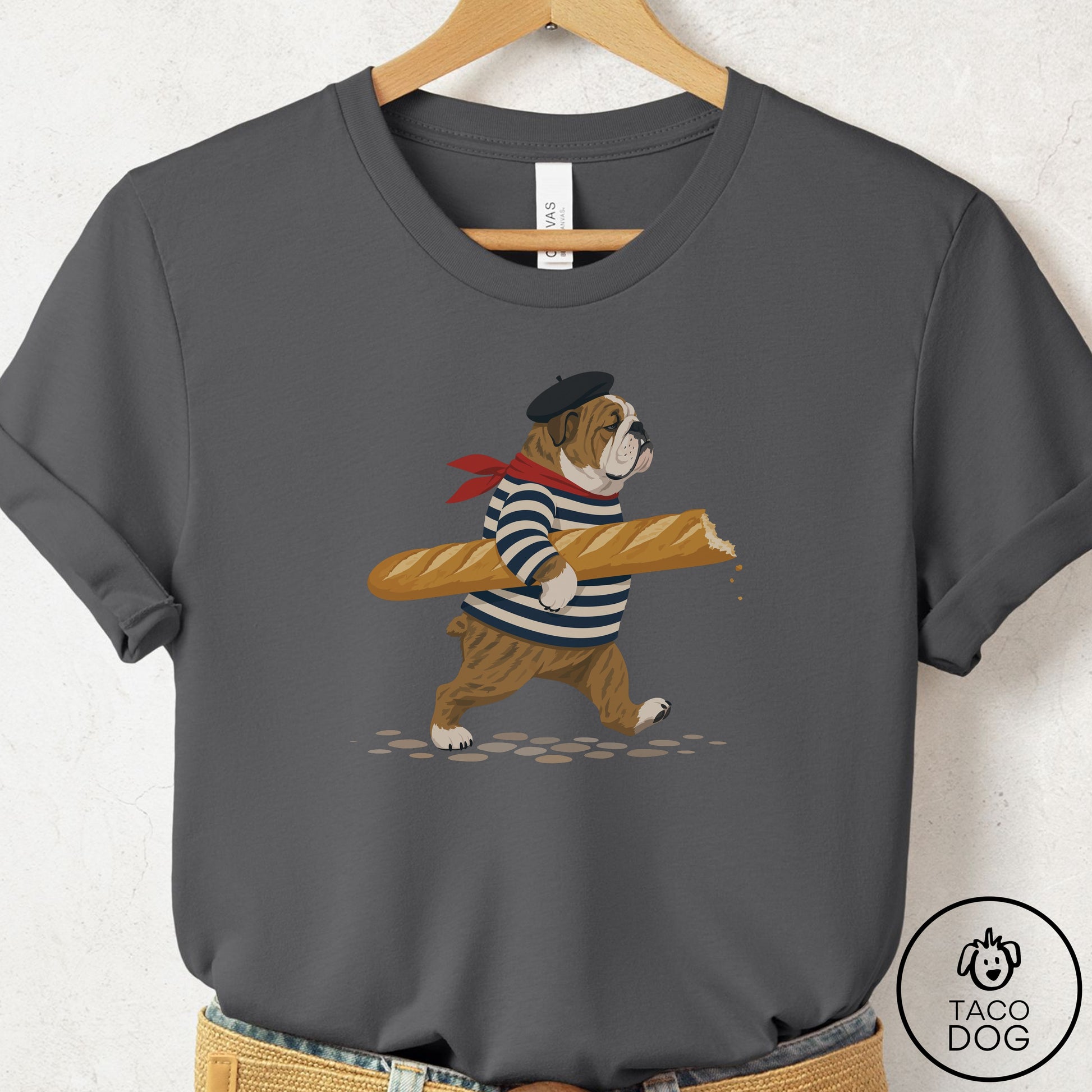 English Bulldog French T-Shirt Asphalt Taco-Dog