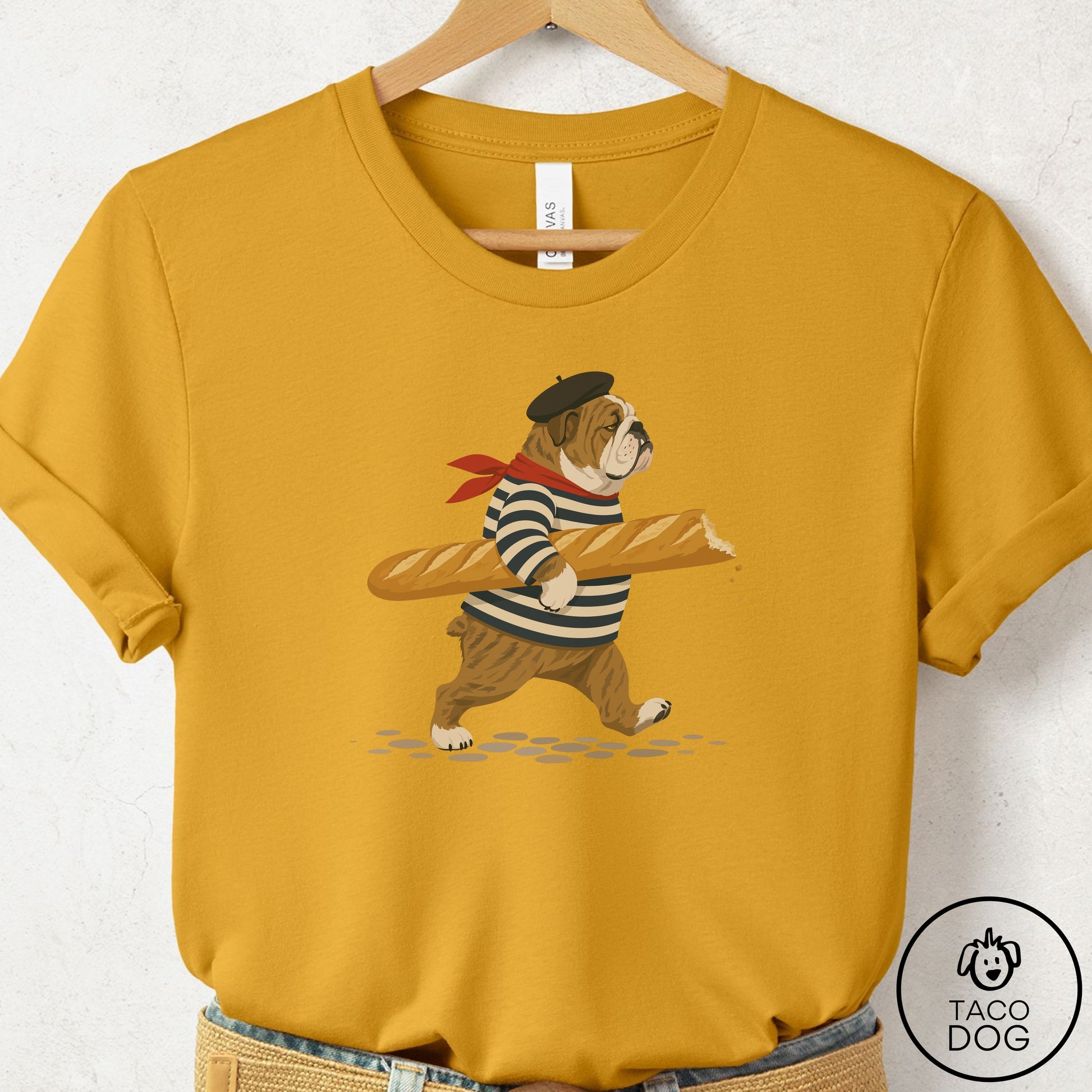 English Bulldog French T-Shirt Mustard Taco-Dog
