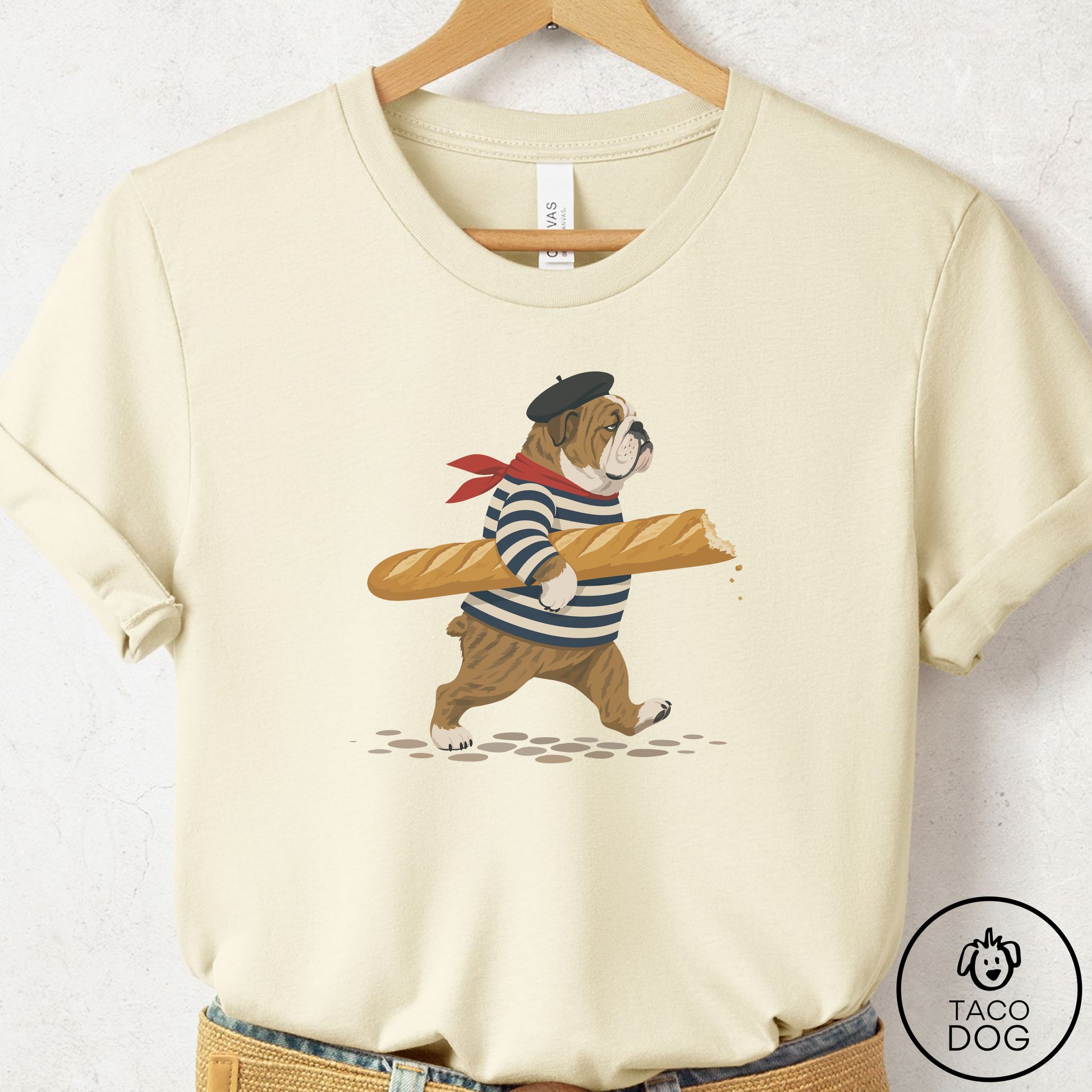 English Bulldog French T-Shirt Natural Taco-Dog