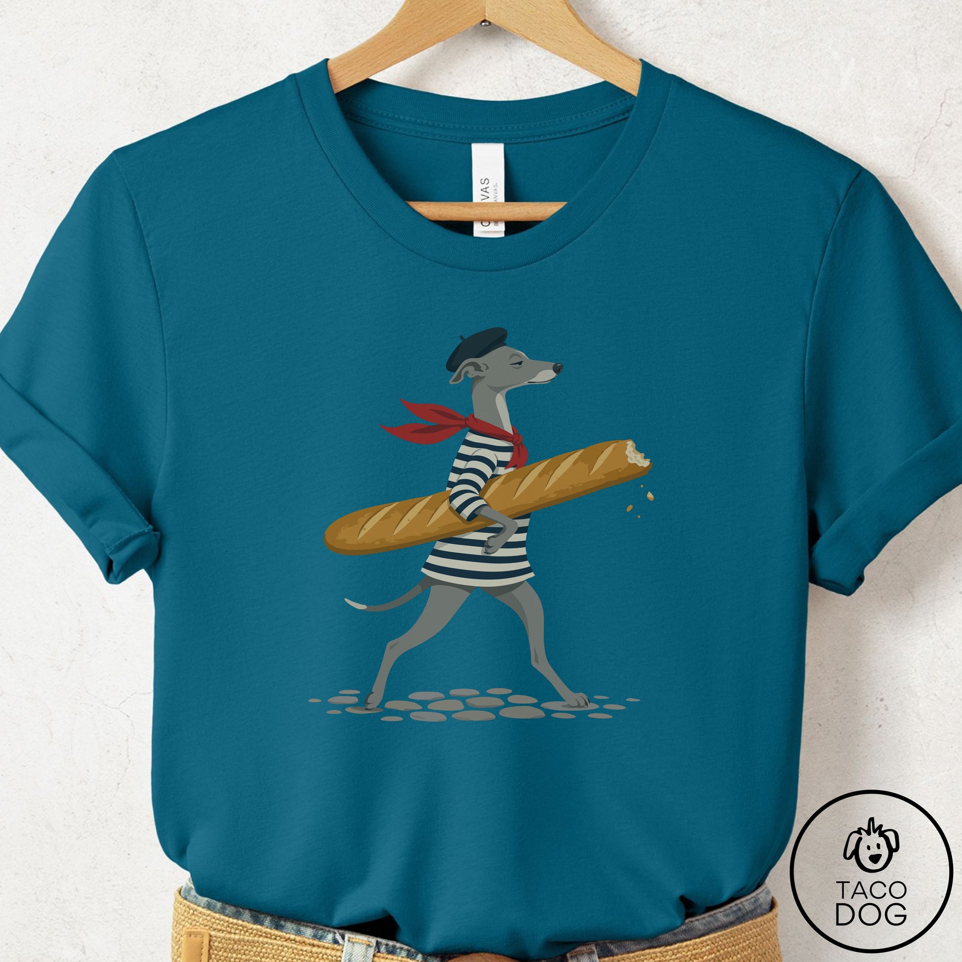 Italian Greyhound Whippet French T-Shirt Deep Teal Taco-Dog