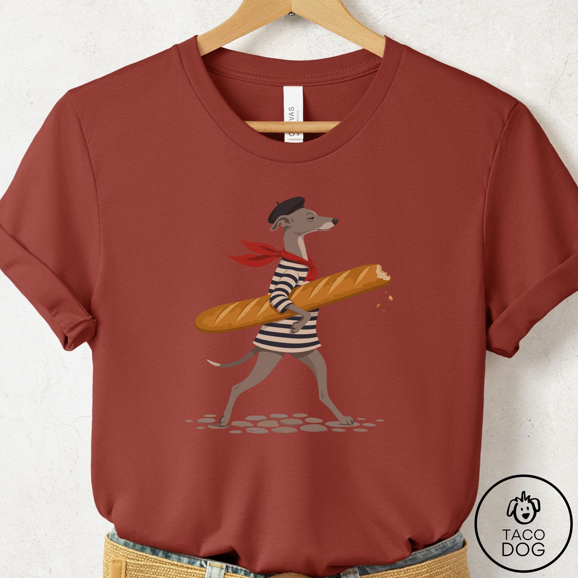 Italian Greyhound Whippet French T-Shirt Rust Taco-Dog
