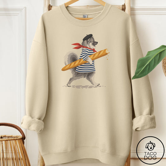 Keeshond French Sweatshirt Sand Taco-Dog