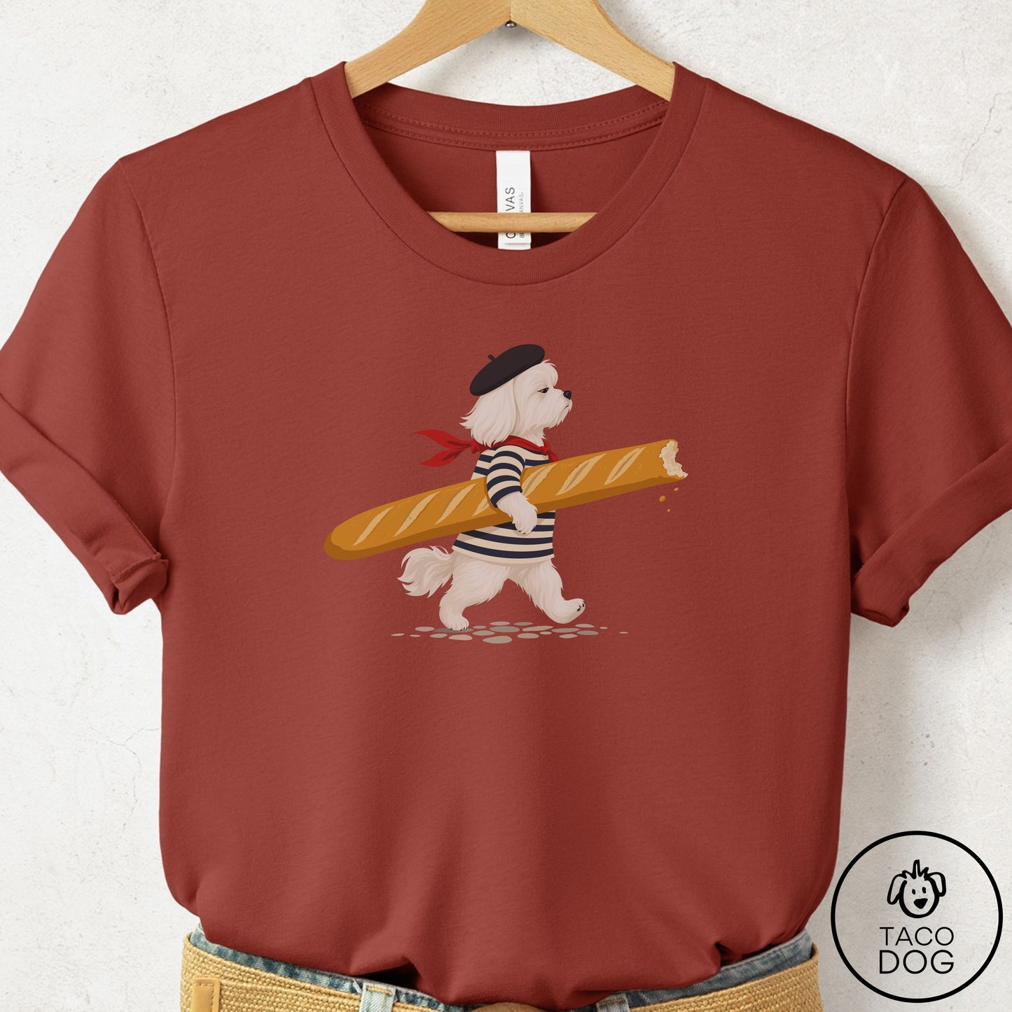 Maltese French T-Shirt Rust Taco-Dog