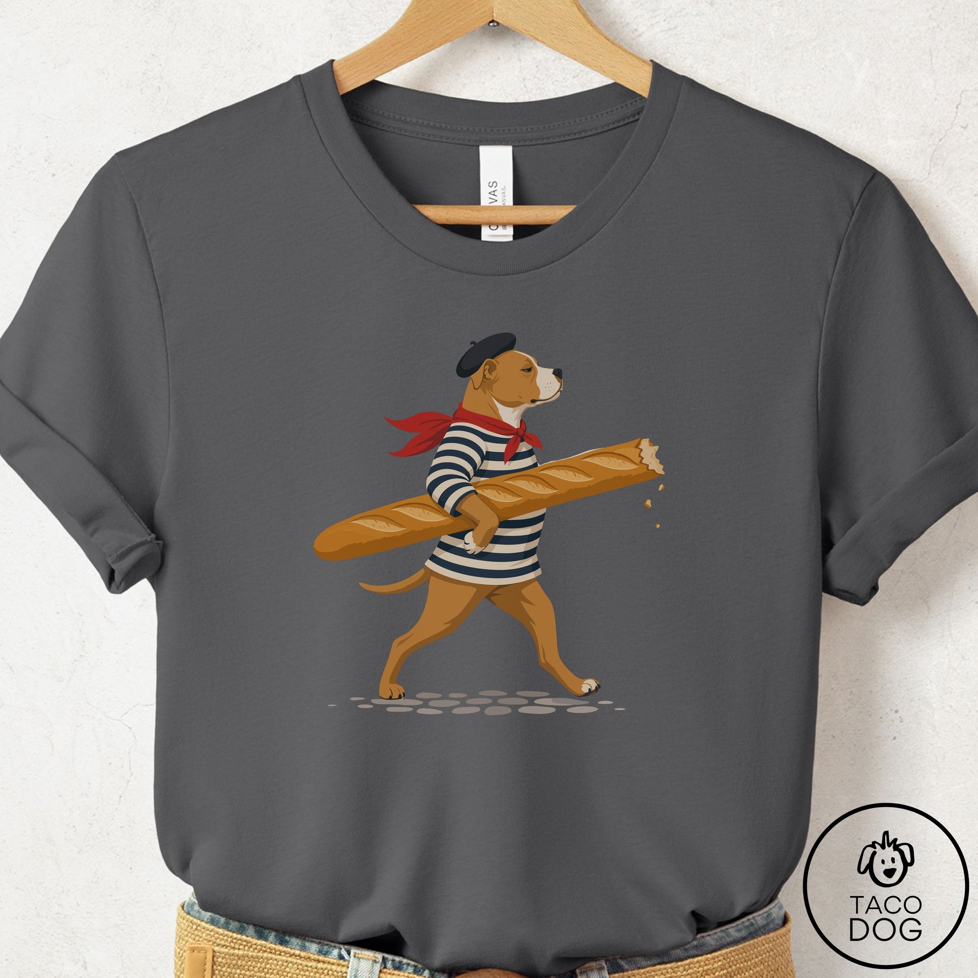 Pitbull French T-Shirt Asphalt Taco-Dog