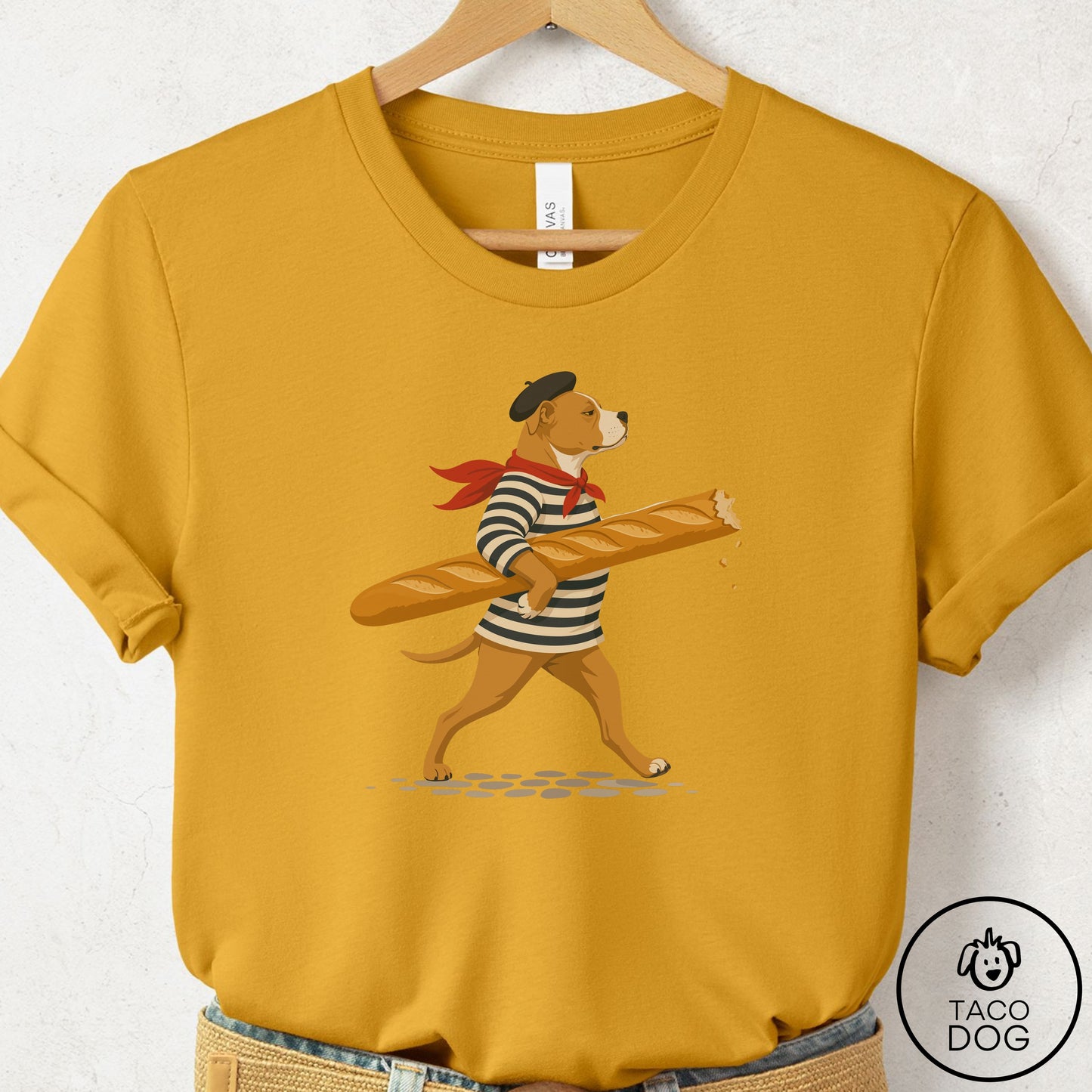 Pitbull French T-Shirt Mustard Taco-Dog