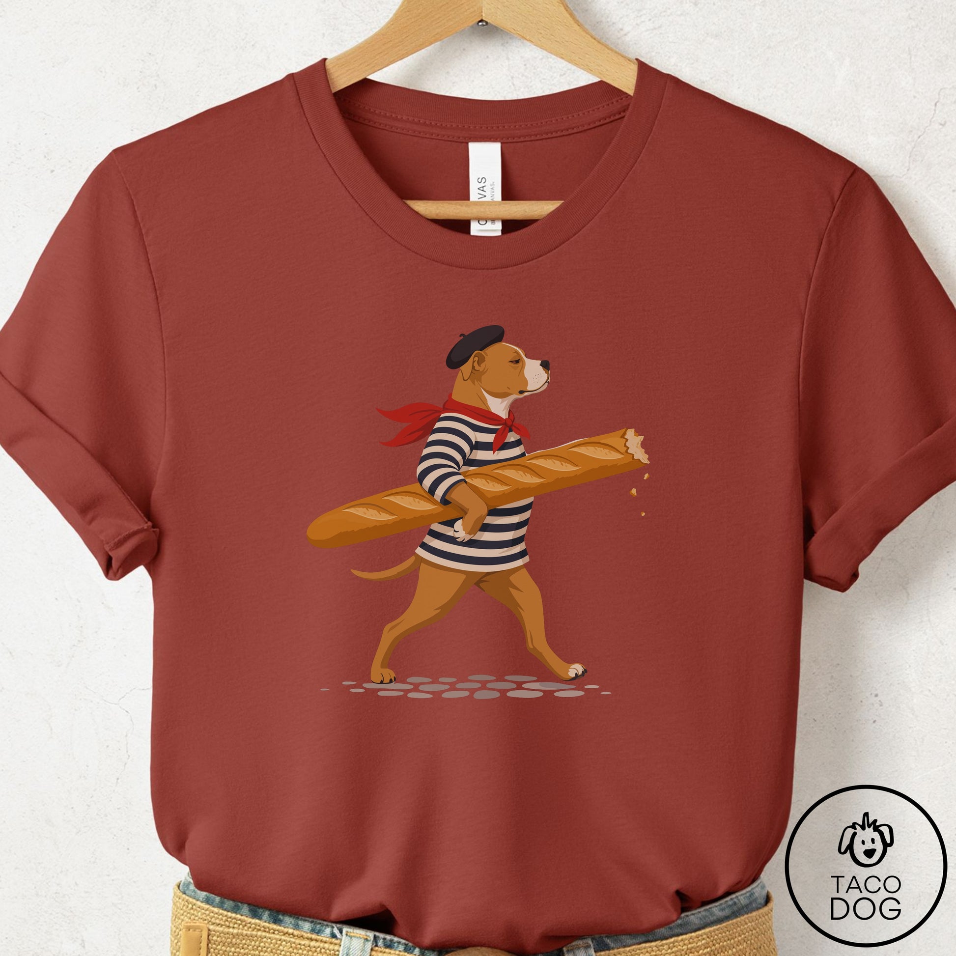 Pitbull French T-Shirt Rust Taco-Dog