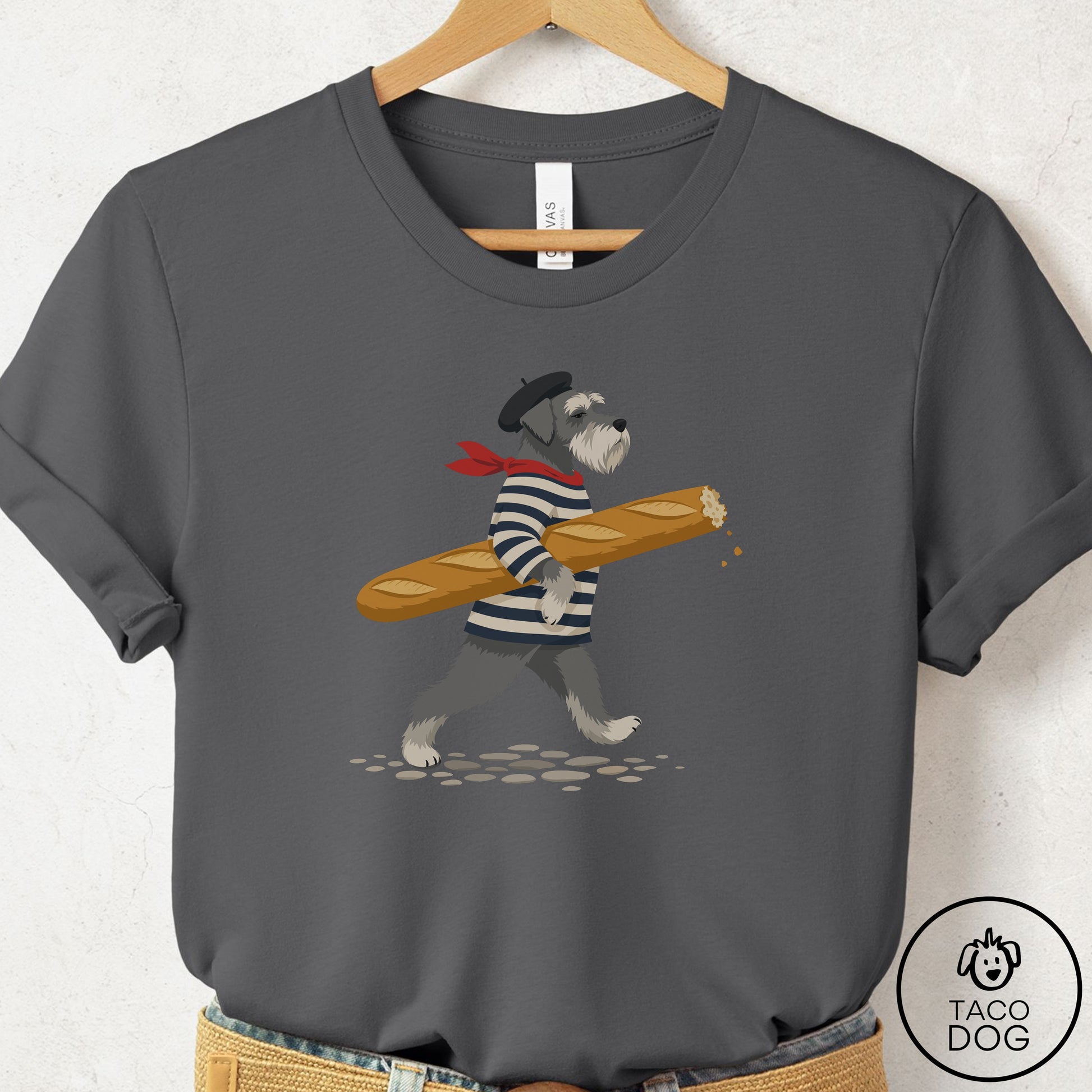 Schnauzer French T-Shirt Asphalt Taco-Dog