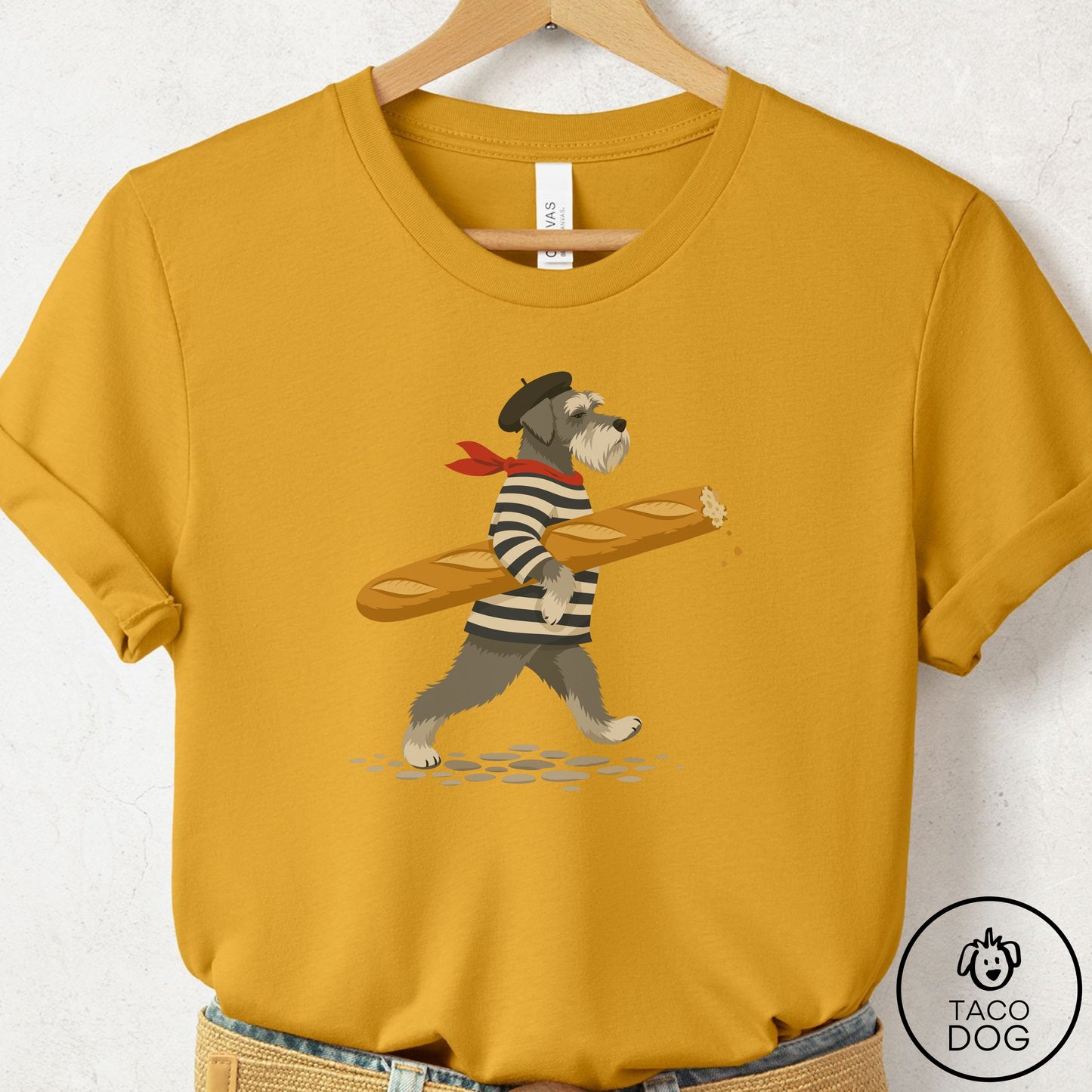 Schnauzer French T-Shirt Mustard Taco-Dog