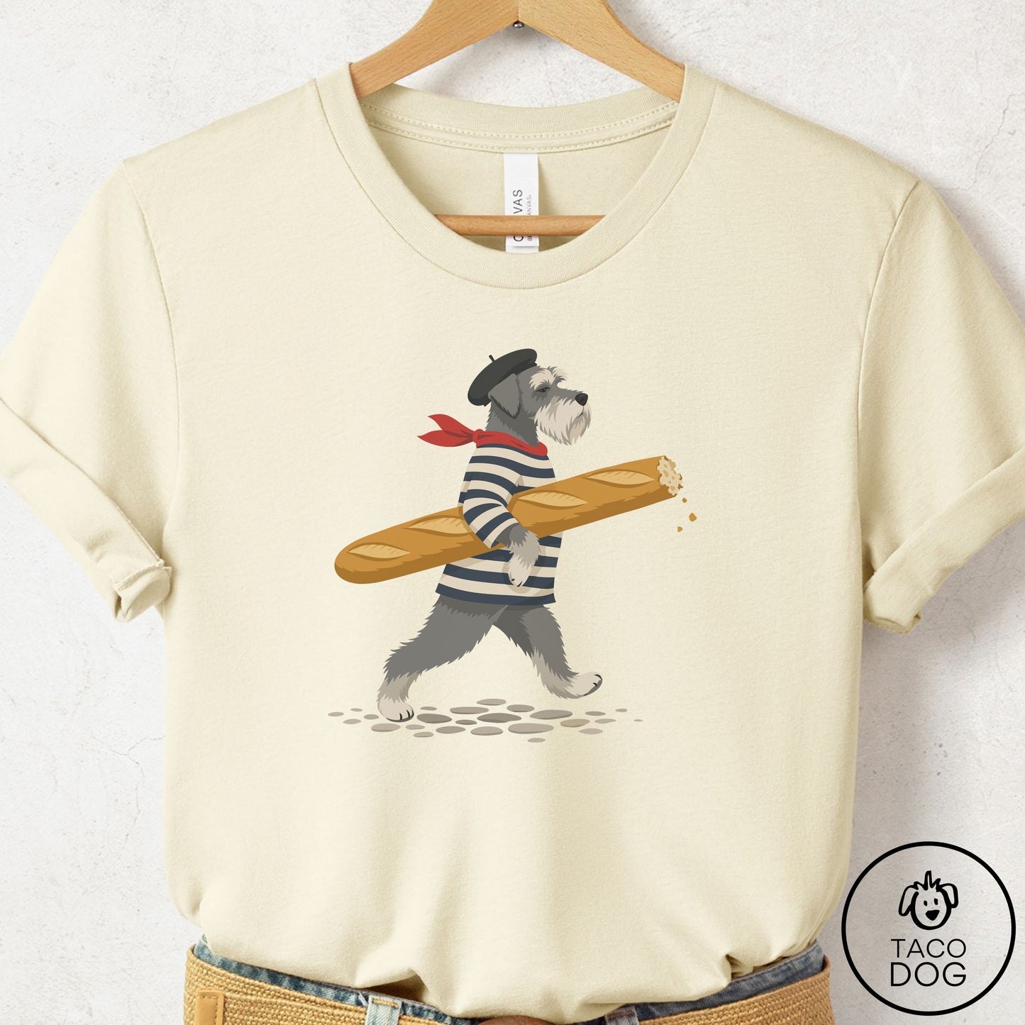 Schnauzer French T-Shirt Natural Taco-Dog