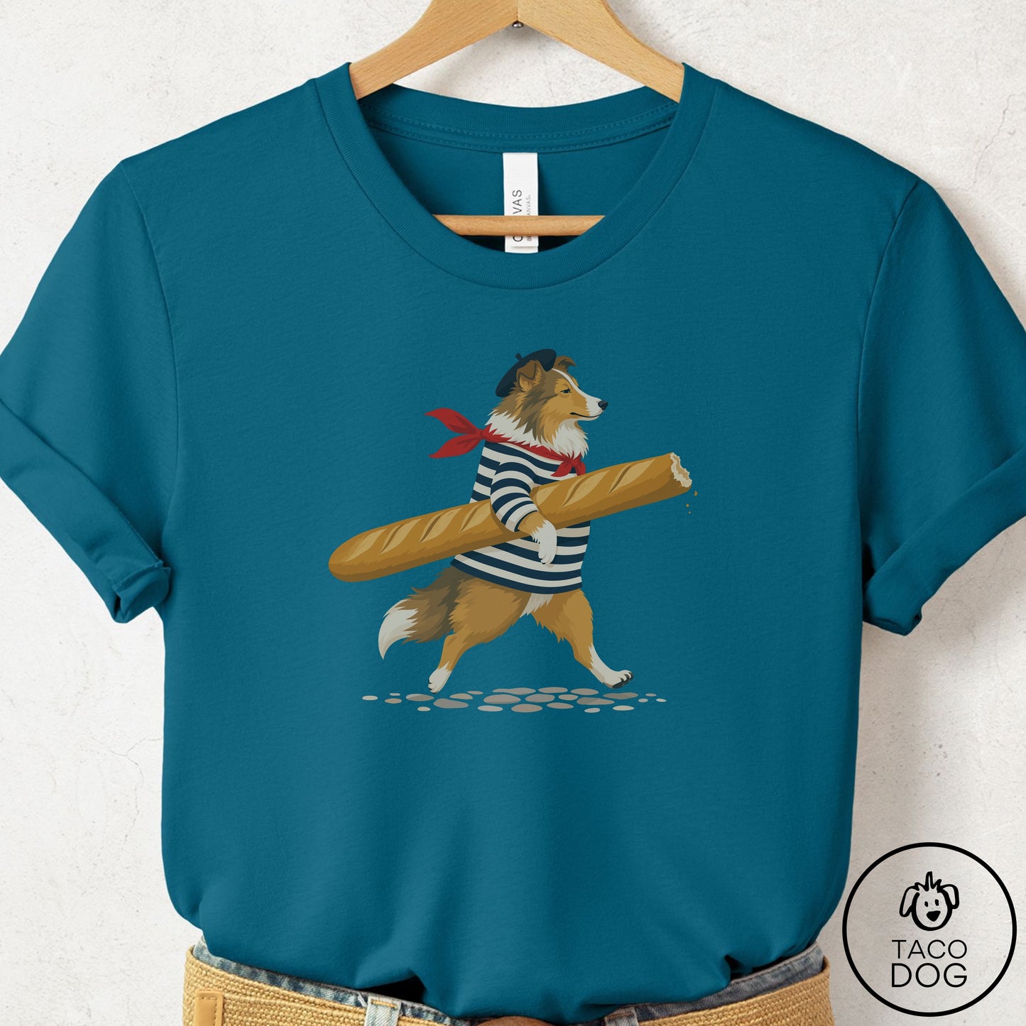 Shetland Sheepdog French T-Shirt Deep Teal Taco-Dog