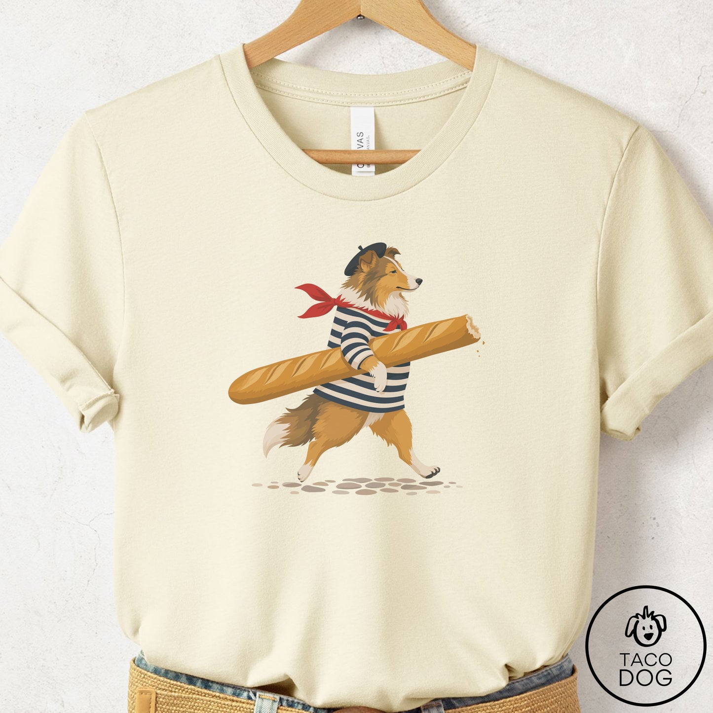 Shetland Sheepdog French T-Shirt Natural Taco-Dog