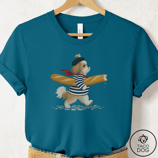 Shih Tzu French T-Shirt Deep Teal Taco-Dog
