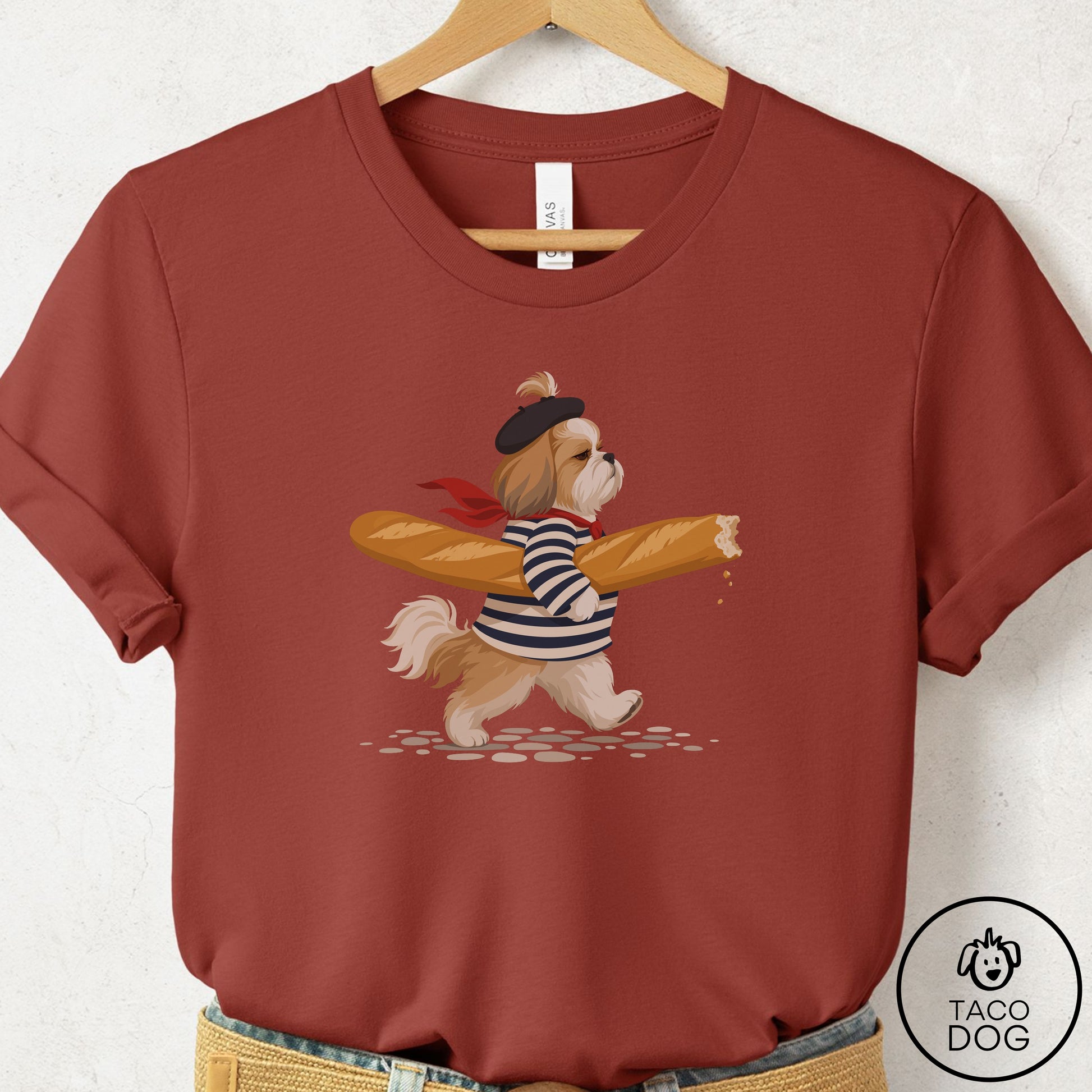Shih Tzu French T-Shirt Rust Taco-Dog