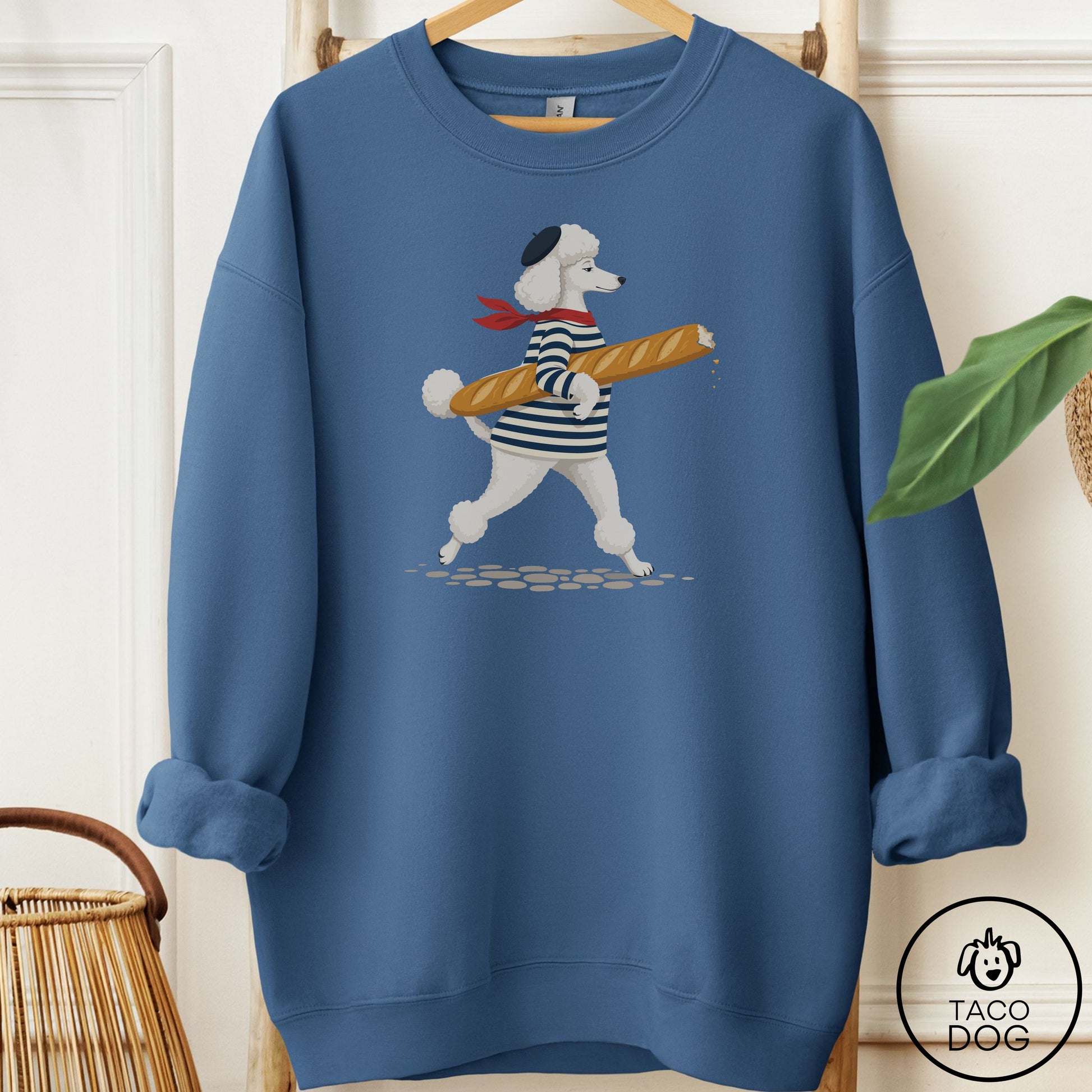 Poodle French Sweatshirt Indigo Blue Taco-Dog