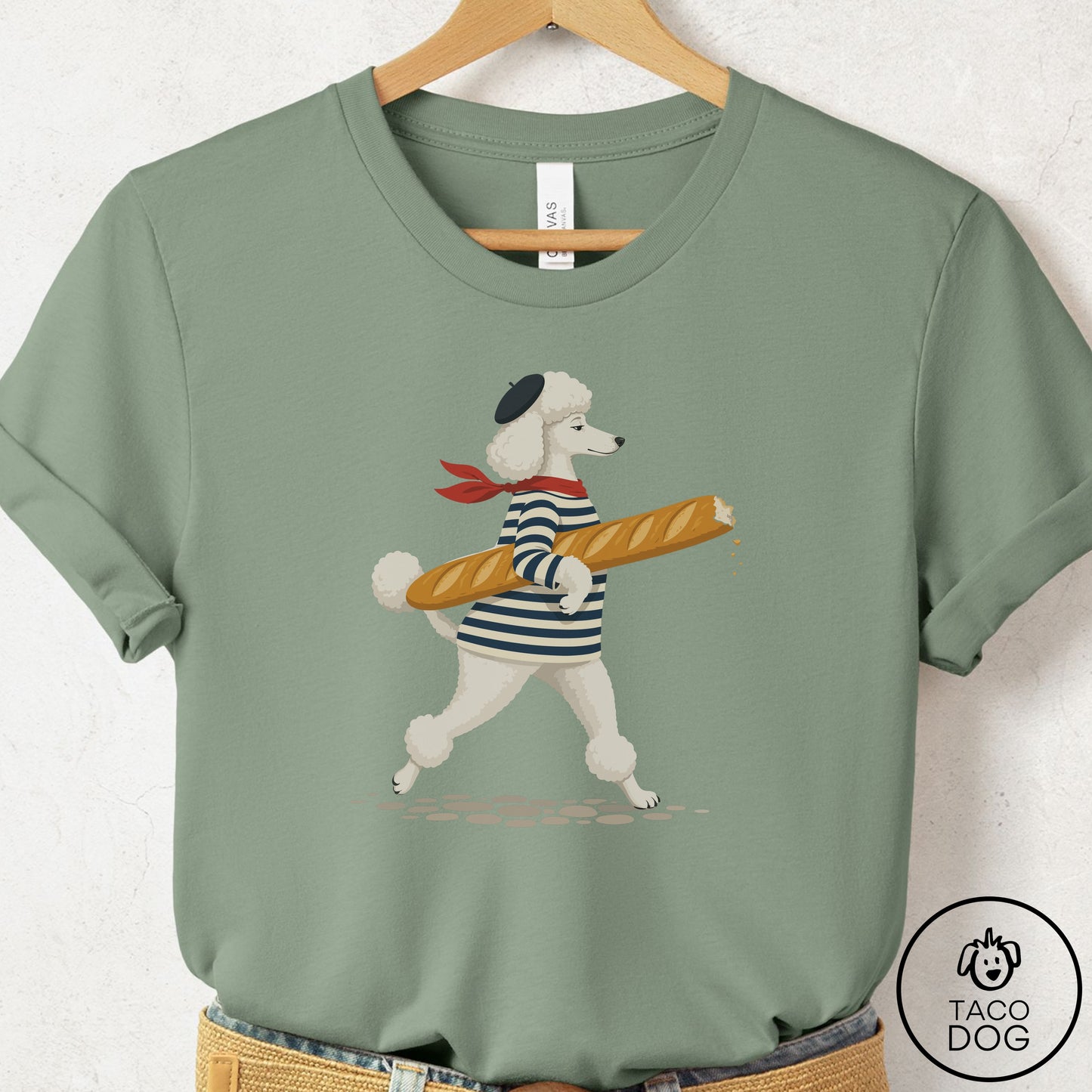 Poodle French T-Shirt Sage Taco-Dog
