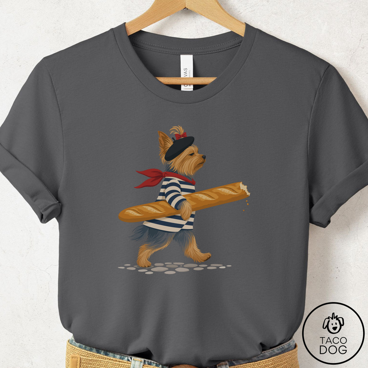 Yorkshire Terrier Yorkie French T-Shirt, design close-up