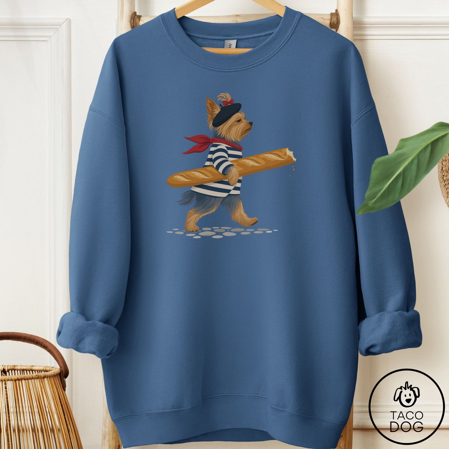 Yorkshire Terrier Yorkie French Sweatshirt Indigo Blue Taco-Dog