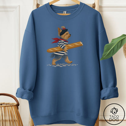 Yorkshire Terrier Yorkie French Sweatshirt Indigo Blue Taco-Dog