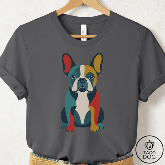 French Bulldog Frenchie Color Block T-Shirt Asphalt Taco-Dog