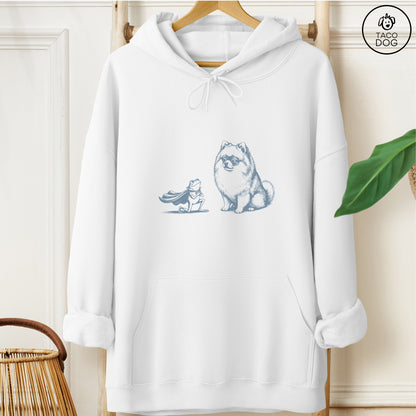 Pomeranian & Frog Hoodie White Taco-Dog