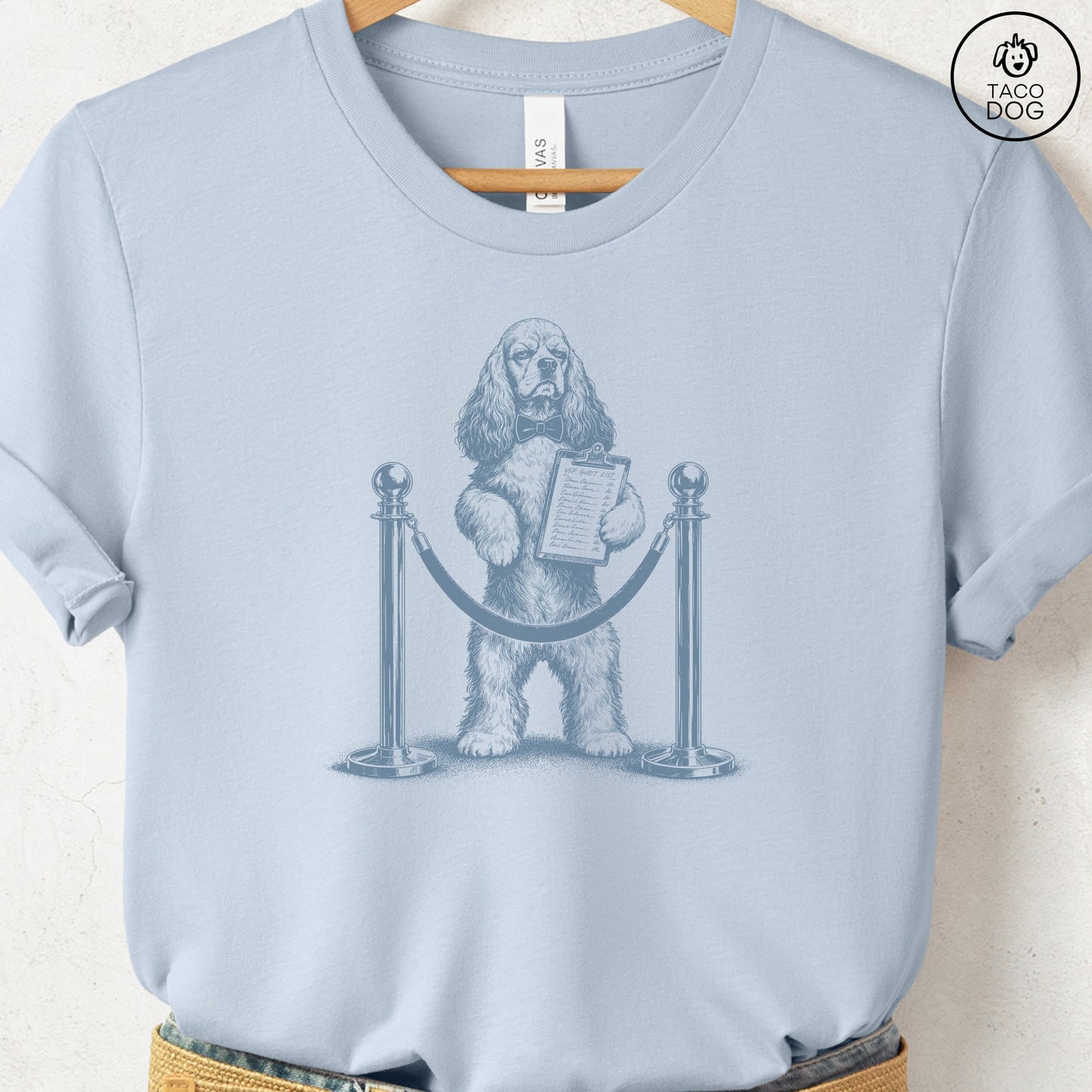 Cocker Spaniel Bouncer T-Shirt Light Blue Taco-Dog