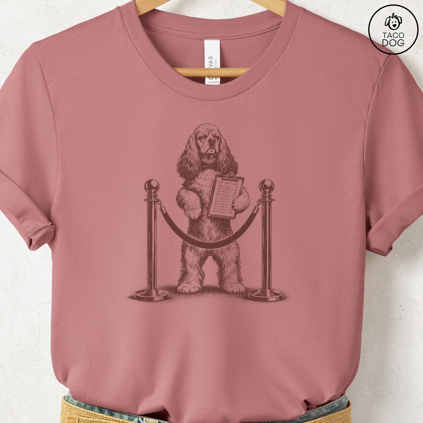 Cocker Spaniel Bouncer T-Shirt Heather Mauve Taco-Dog