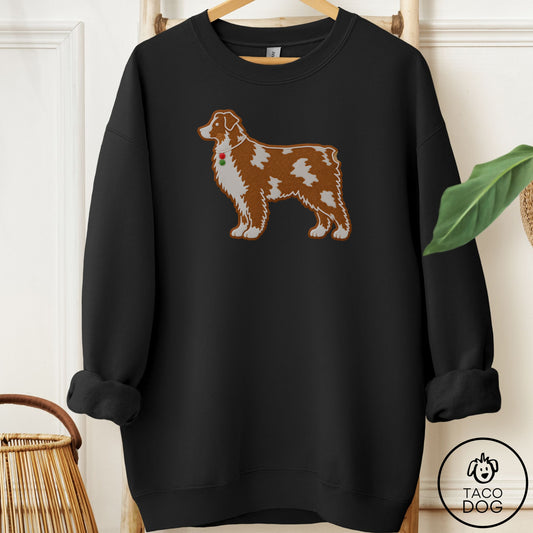 Australian Shepherd Gingerbread Sweatshirt Black Taco-Dog