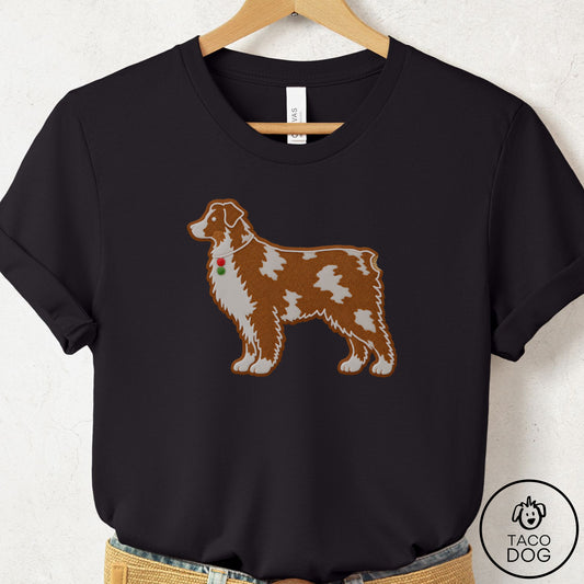 Australian Shepherd Gingerbread T-Shirt Black Taco-Dog