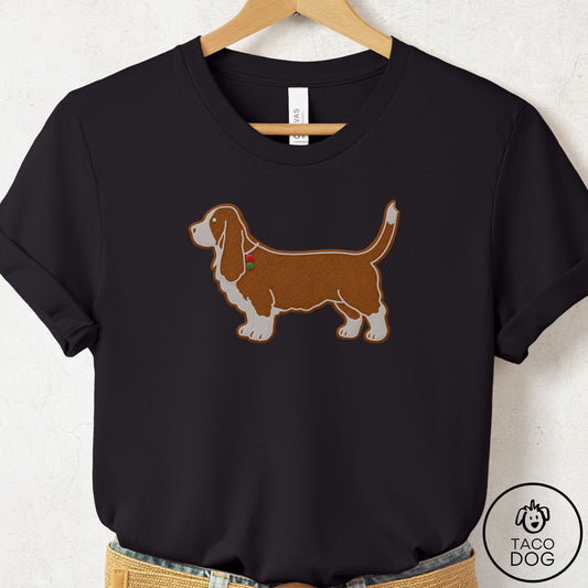 Basset Hound Gingerbread T-Shirt Black Taco-Dog