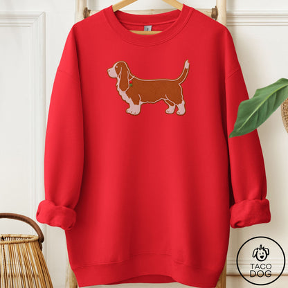 Basset Hound Gingerbread Sweatshirt Red Taco-Dog