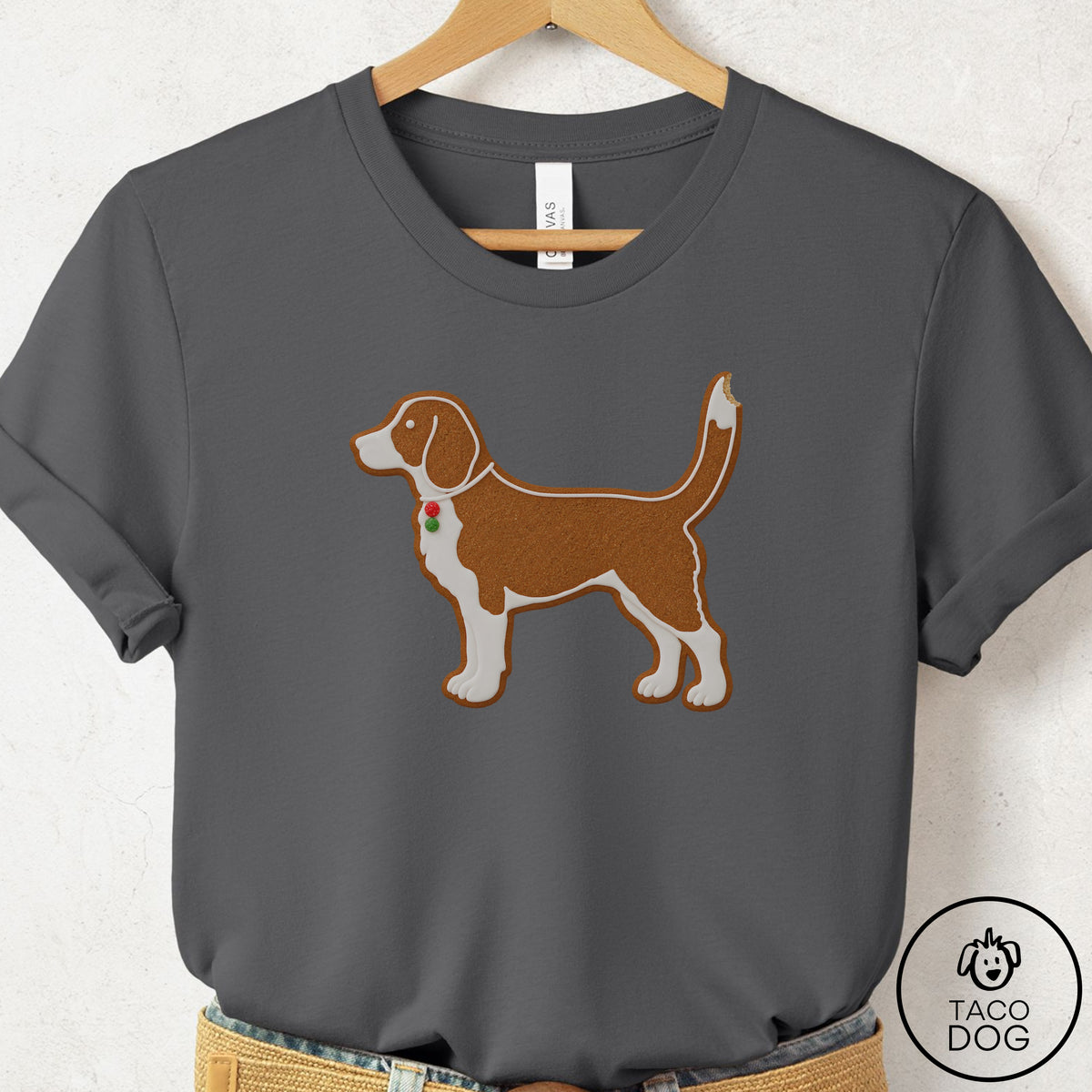 Beagle Gingerbread T-Shirt Asphalt Taco-Dog
