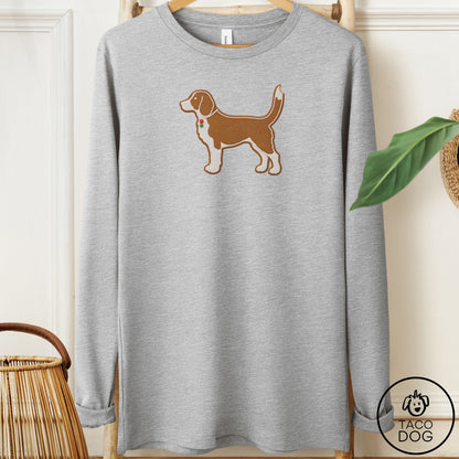 Beagle Gingerbread Long Sleeve Tee Athletic Heather Taco-Dog