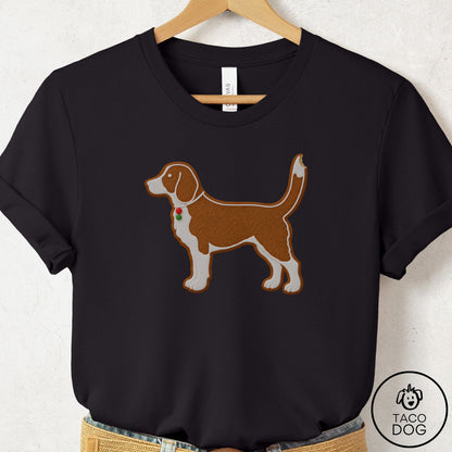 Beagle Gingerbread T-Shirt Black Taco-Dog