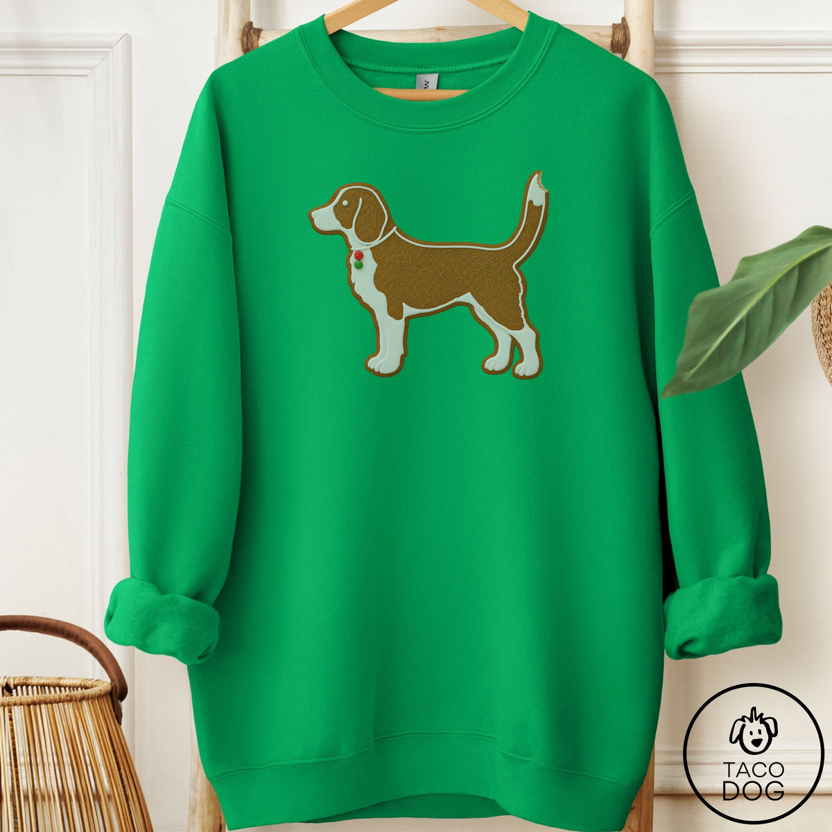 Beagle Gingerbread Sweatshirt Irish Green Taco-Dog