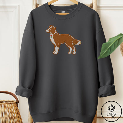 Border Collie Gingerbread Sweatshirt Charcoal Taco-Dog